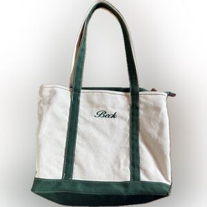 Canvas Tote Bag with Green Trim